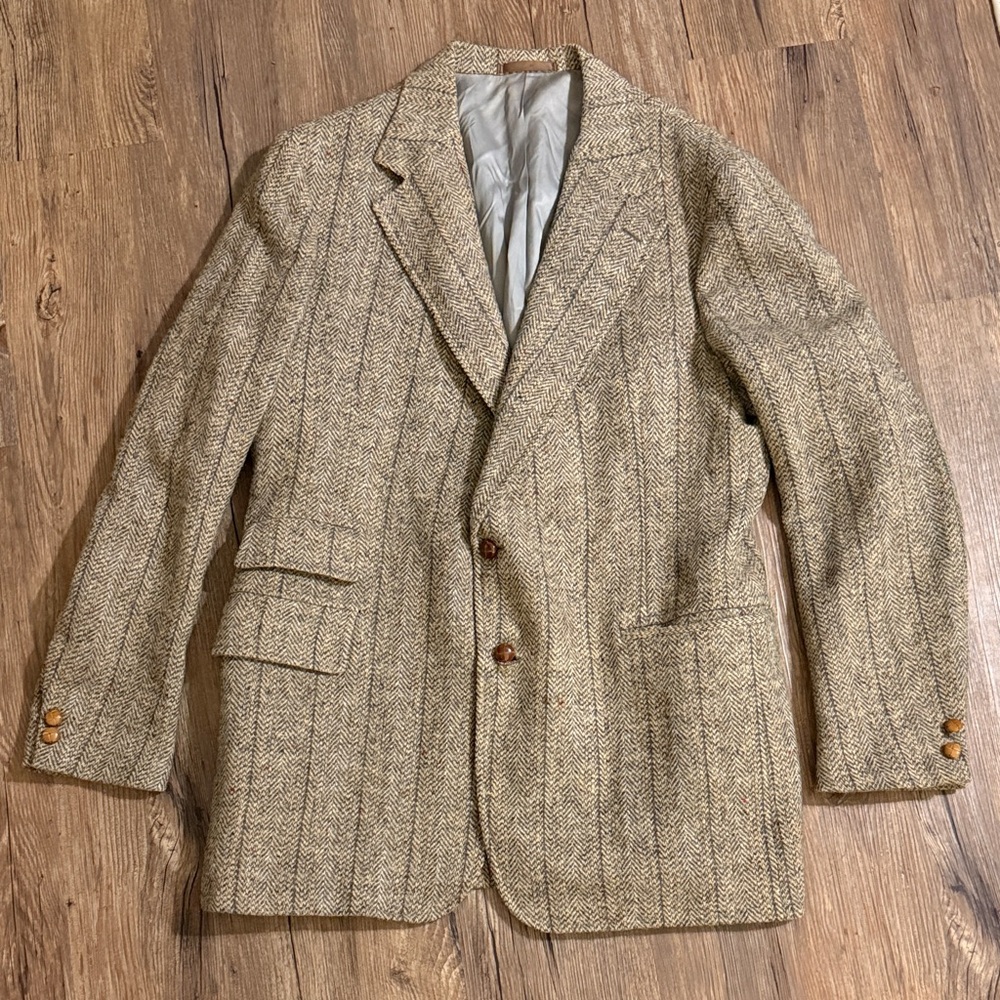 Lord & Taylor Beige Herringbone Blazer